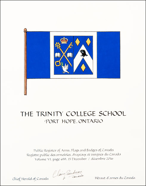 Lettres patentes concédant un drapeau à The Trinity College School