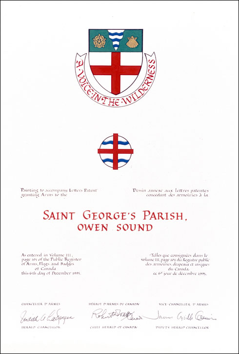 Letters patent granting heraldic emblems to Saint George's Parish