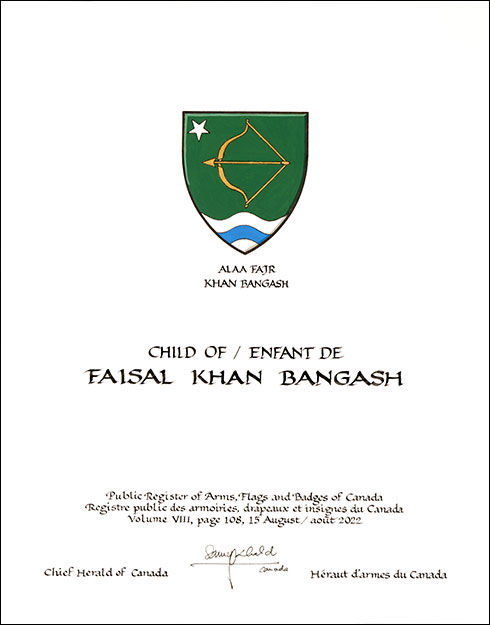 Letters patent granting heraldic emblems to Faisal Khan Bangash