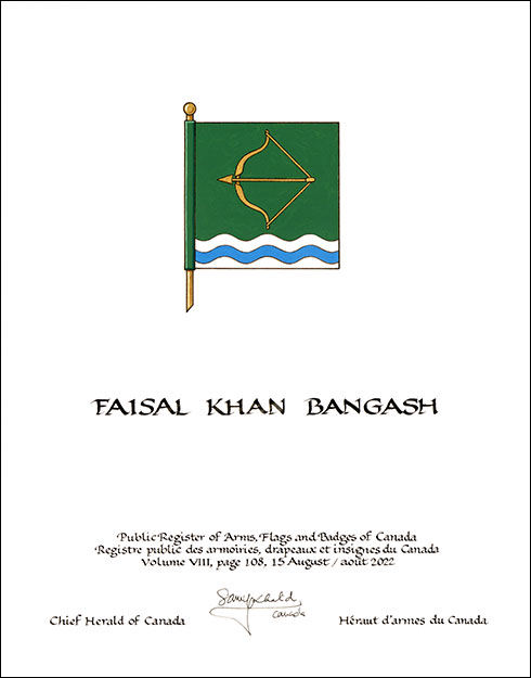 Letters patent granting heraldic emblems to Faisal Khan Bangash