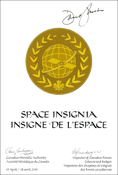 Lettres patentes approuvant l'Insigne de l’espace
