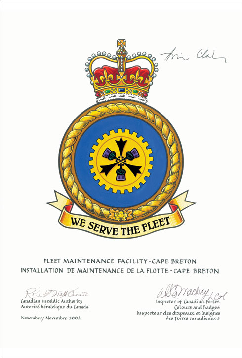 Approval of the Badge of the Fleet Maintenance Facility – Cape Breton