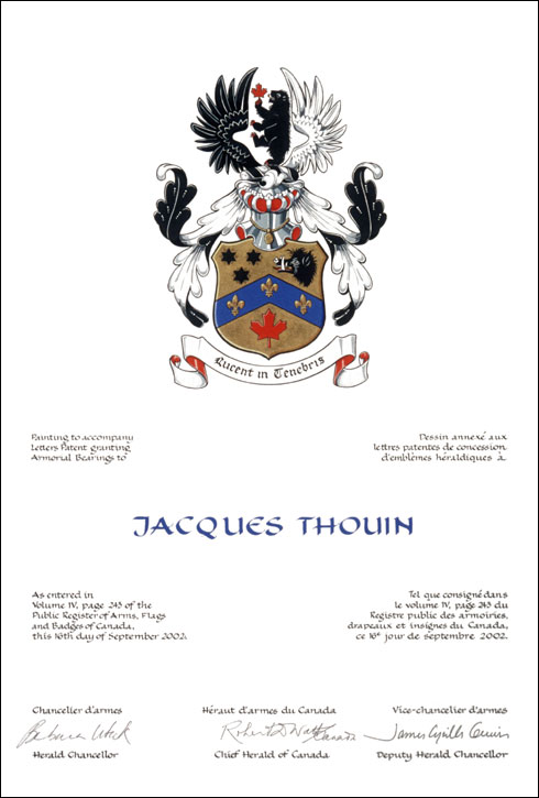 Letters patent granting heraldic emblems to Jacques Thouin