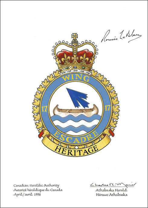 Letters patent approving the Badge of 17 Wing