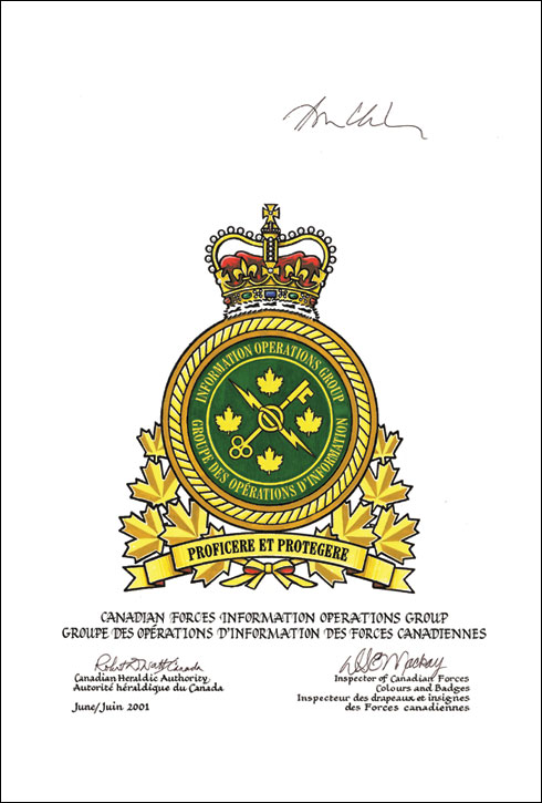 Approval of the Badge of trhe Canadian Forces Information Operations Group