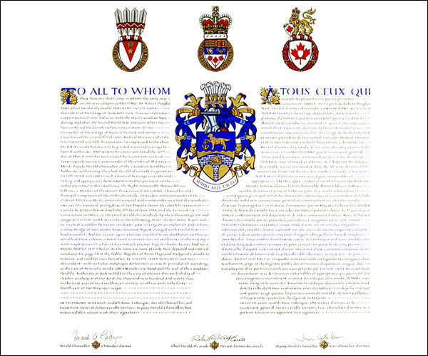 Letters patent granting heraldic emblems to Victor Jura Wilgress