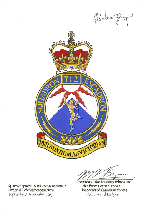 Letters patent approving the Badge of the 712 Montréal Communications Squadron