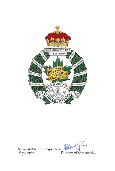 Approval of the Badge of The British Columbia Regiment (Duke of Connaught's own)