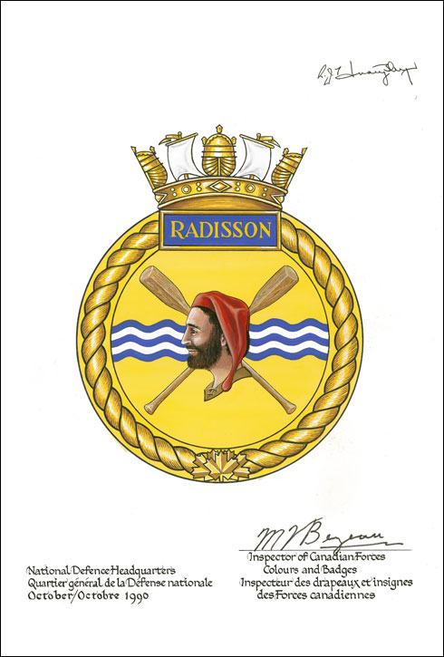 Letters patent approving the Badge of HMCS Radisson