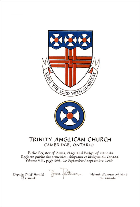Letters patent granting heraldic emblems to Trinity Anglican Church