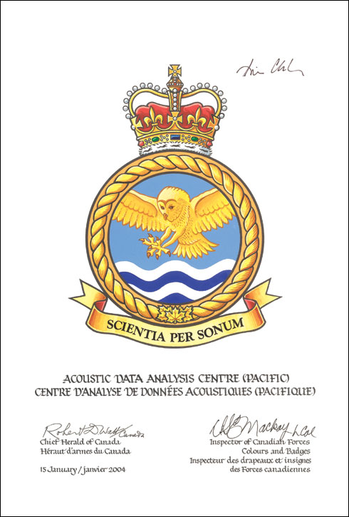 Approval of the Badge of the Acoustic Data Analysis Centre (Pacific)