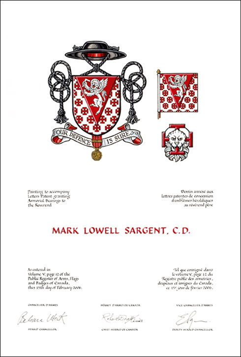 Lettres patentes concédant des emblèmes héraldiques à Mark Lowell Sargent