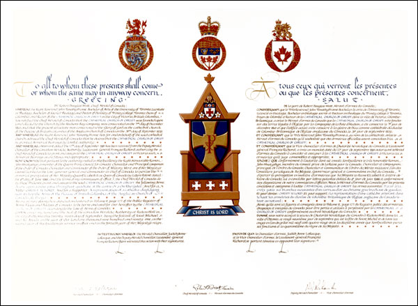 Letters patent granting heraldic emblems to the Cathedral Church of Christ