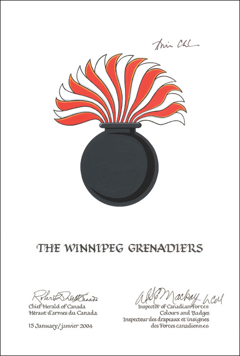 Approval of the Badge of The Winnipeg Grenadiers