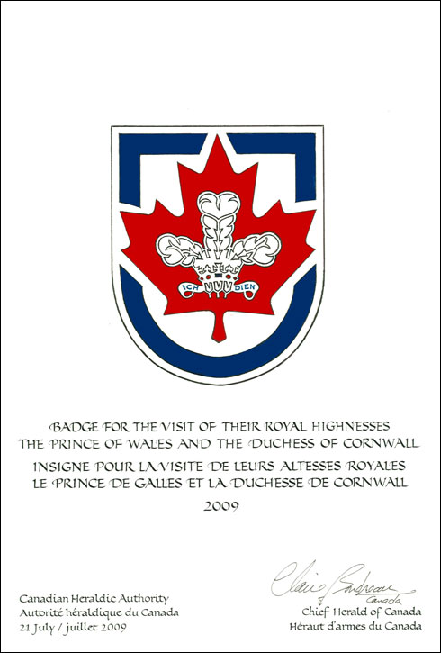 Letters patent registering the heraldic emblems of Prince Charles, Prince of Wales