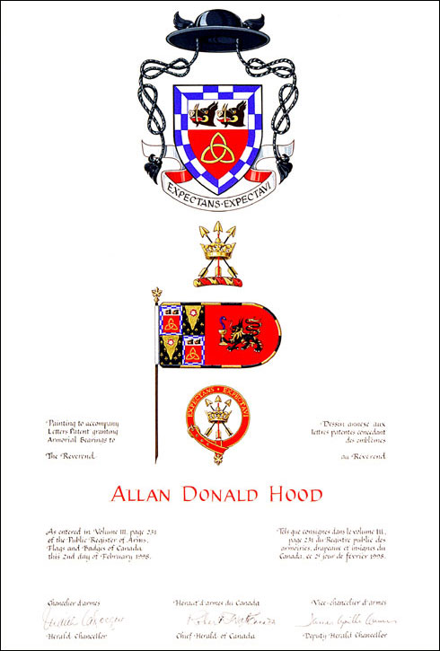 Letters patent registering the heraldic emblems of Allan Donald Hood
