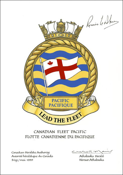 Letters patent approving the Badge of Canadian Fleet Pacific