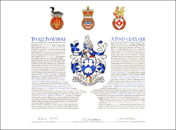 Letters patent granting heraldic emblems to Jeffrey George Gilmour