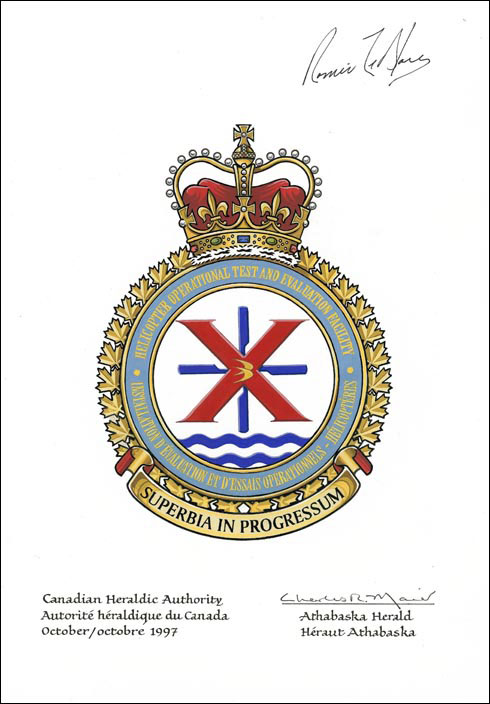Letters patent approving the Badge of the Helicopter Operational Test and Evaluation Unit