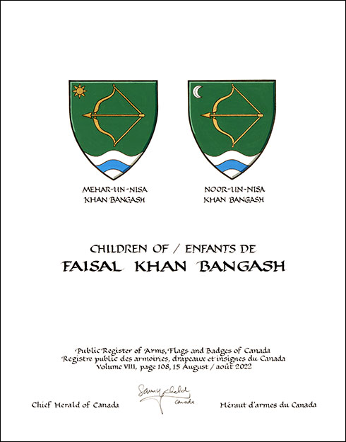 Letters patent granting heraldic emblems to Faisal Khan Bangash