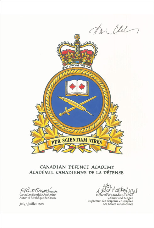 Approval of the Badge of the Canadian Defence Academy