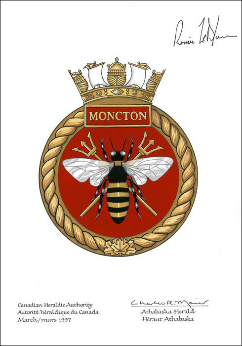 Letters patent approving the Badge of HMCS Moncton