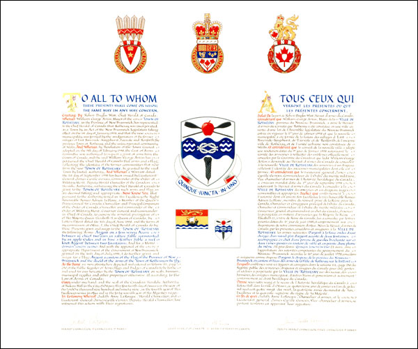 Letters patent granting heraldic emblems to the Town of Rothesay