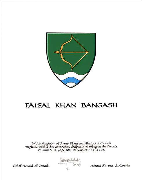 Letters patent granting heraldic emblems to Faisal Khan Bangash