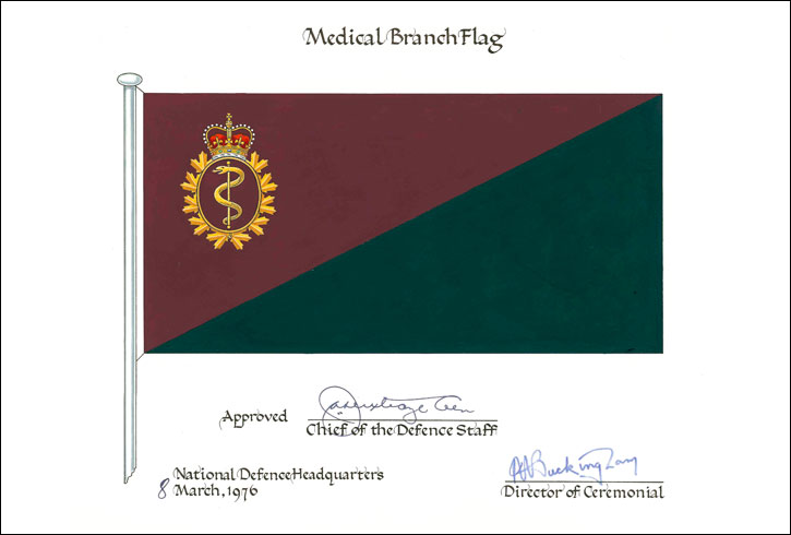 Letters patent confirming the blazon of the Flag and Badge of the Canadian Forces Medical Services