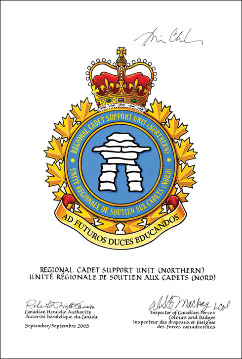 Approval of the Badge of the Regional Cadet Support Unit (Northern)