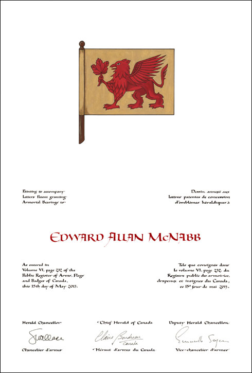 Letters patent granting a Flag to Edward Allan McNabb