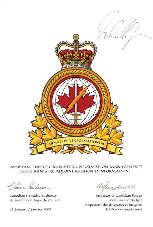 Letters patent approving the Badge of the Assistant Deputy Minister (Information Management)
