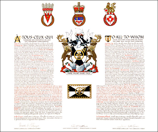 Letters patent granting heraldic emblems to the Ville de Fermont