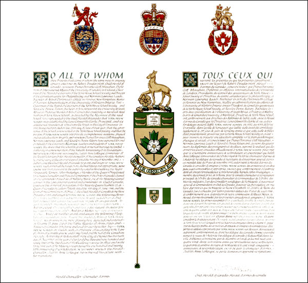 Letters patent granting heraldic emblems to York House School