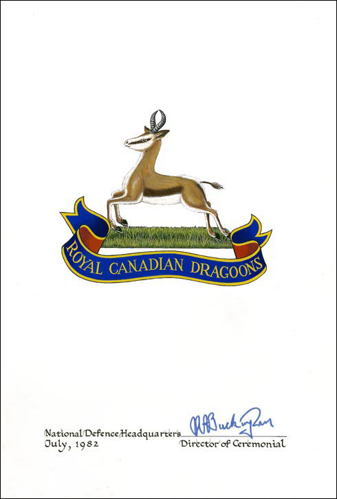 Approval of the Badge of The Royal Canadian Dragoons