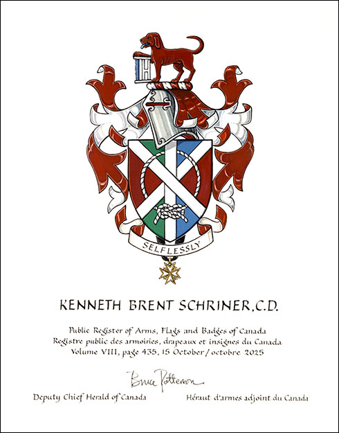 Lettres patentes concédant des emblèmes héraldiques à Kenneth Brent Schriner
