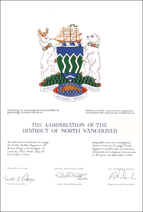 Lettres patentes concédant des supports à The Corporation of the District of North Vancouver