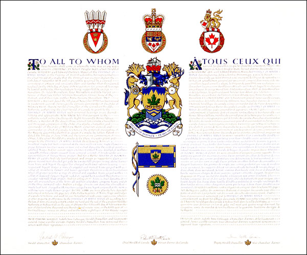 Letters patent granting heraldic emblems to the District of Maple Ridge