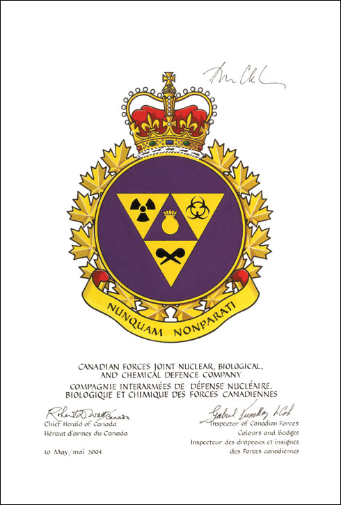 Approval of the Badge of the Canadian Forces Joint Nuclear, Biological, and Chemical Defence Company