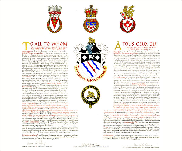 Letters patent granting heraldic emblems to Andre George Poles