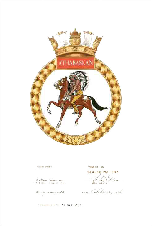 Letters patent confirming the blazon of the Badge of HMCS Athabaskan