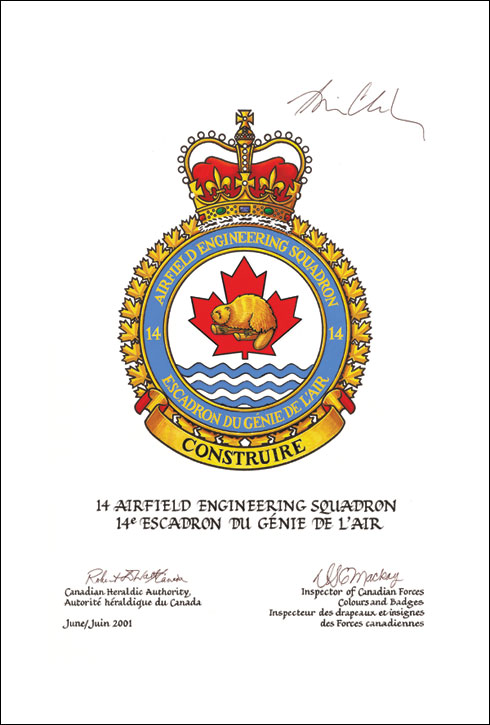 Approval of the Badge of the 14 Airfield Engineering Squadron