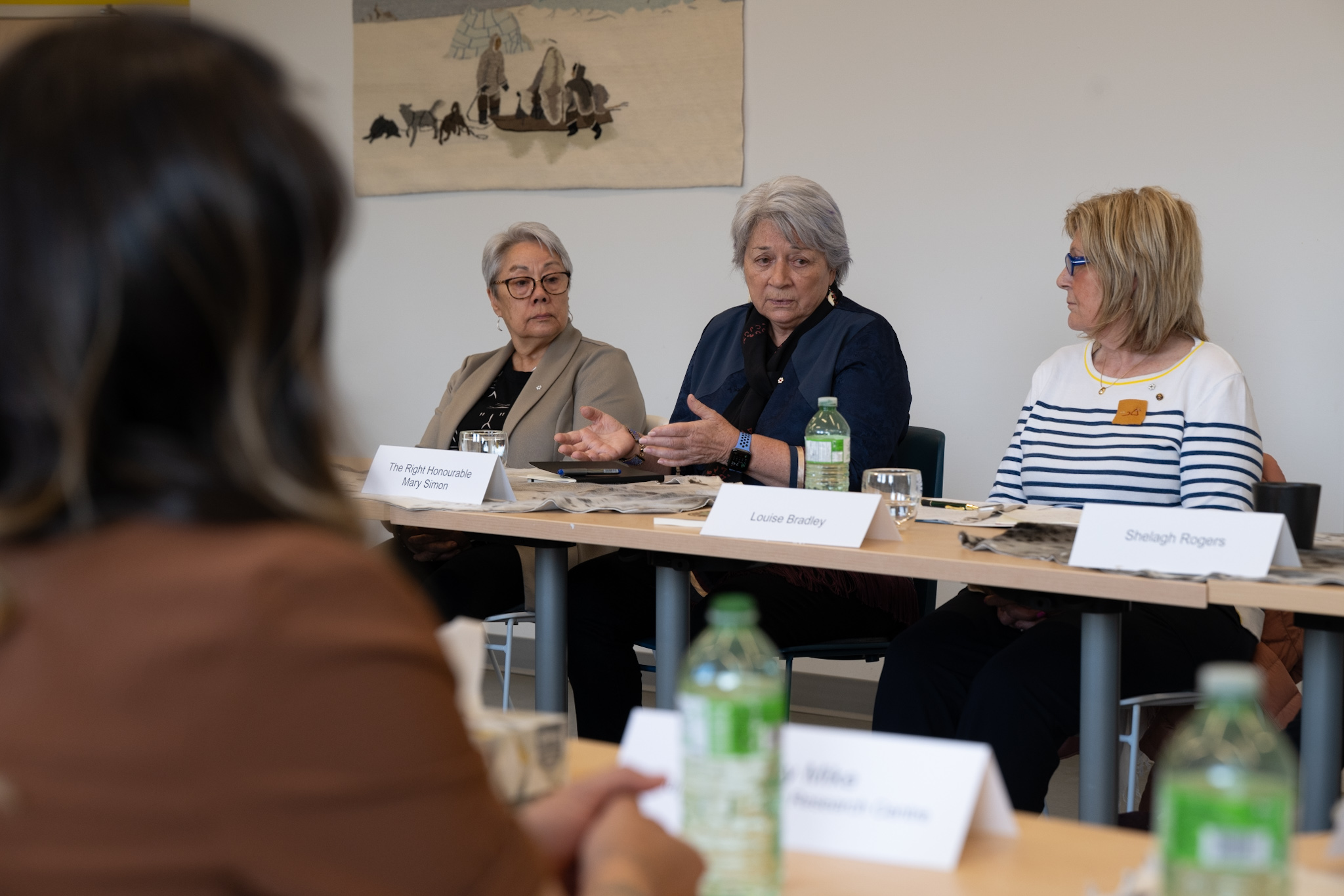 Governor General Mary Simon participating in a round-table discussion.