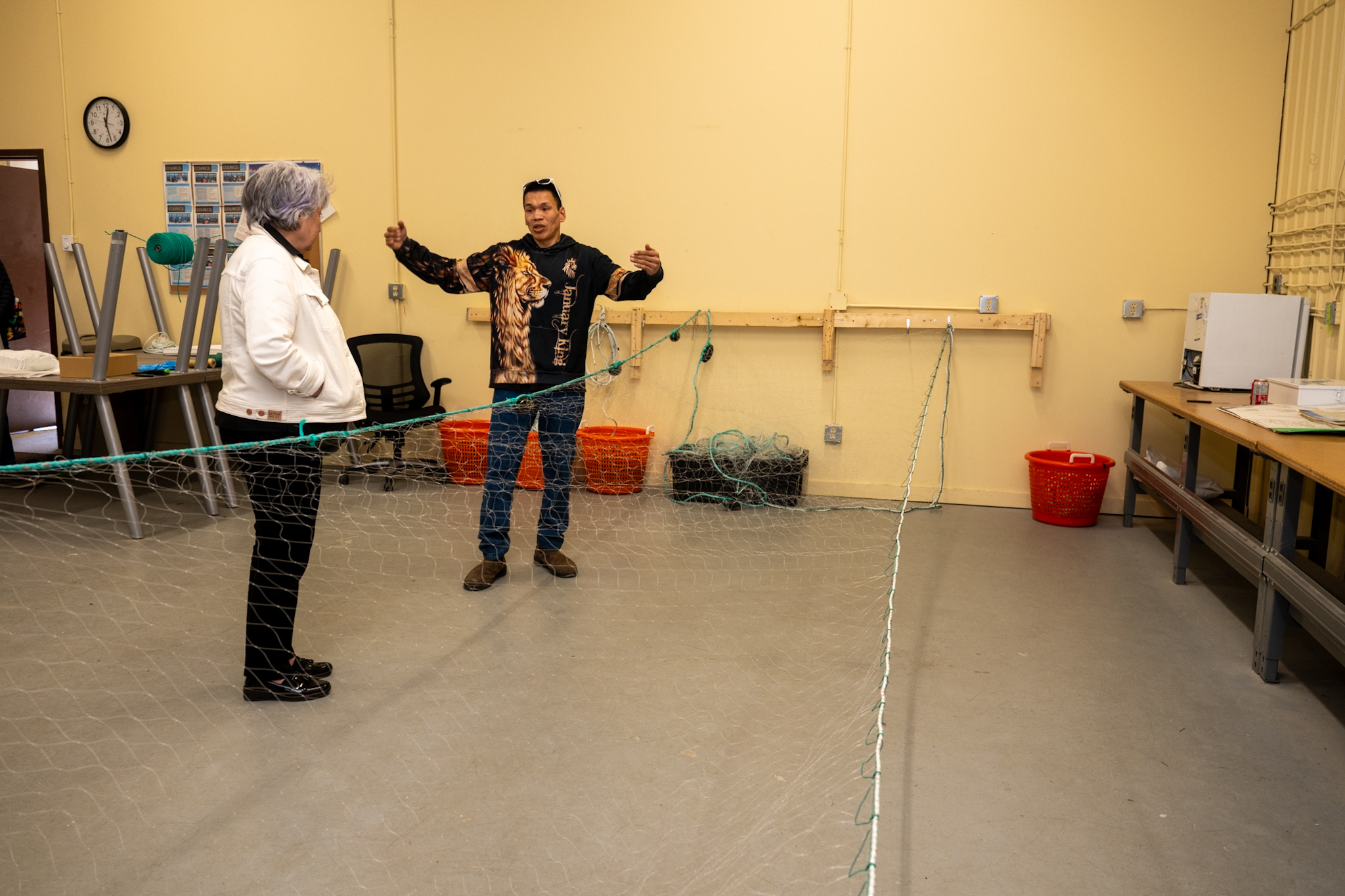 Governor General Mary Simon meeting with a student from the Nunavut Fisheries and Marine Training Consortium.