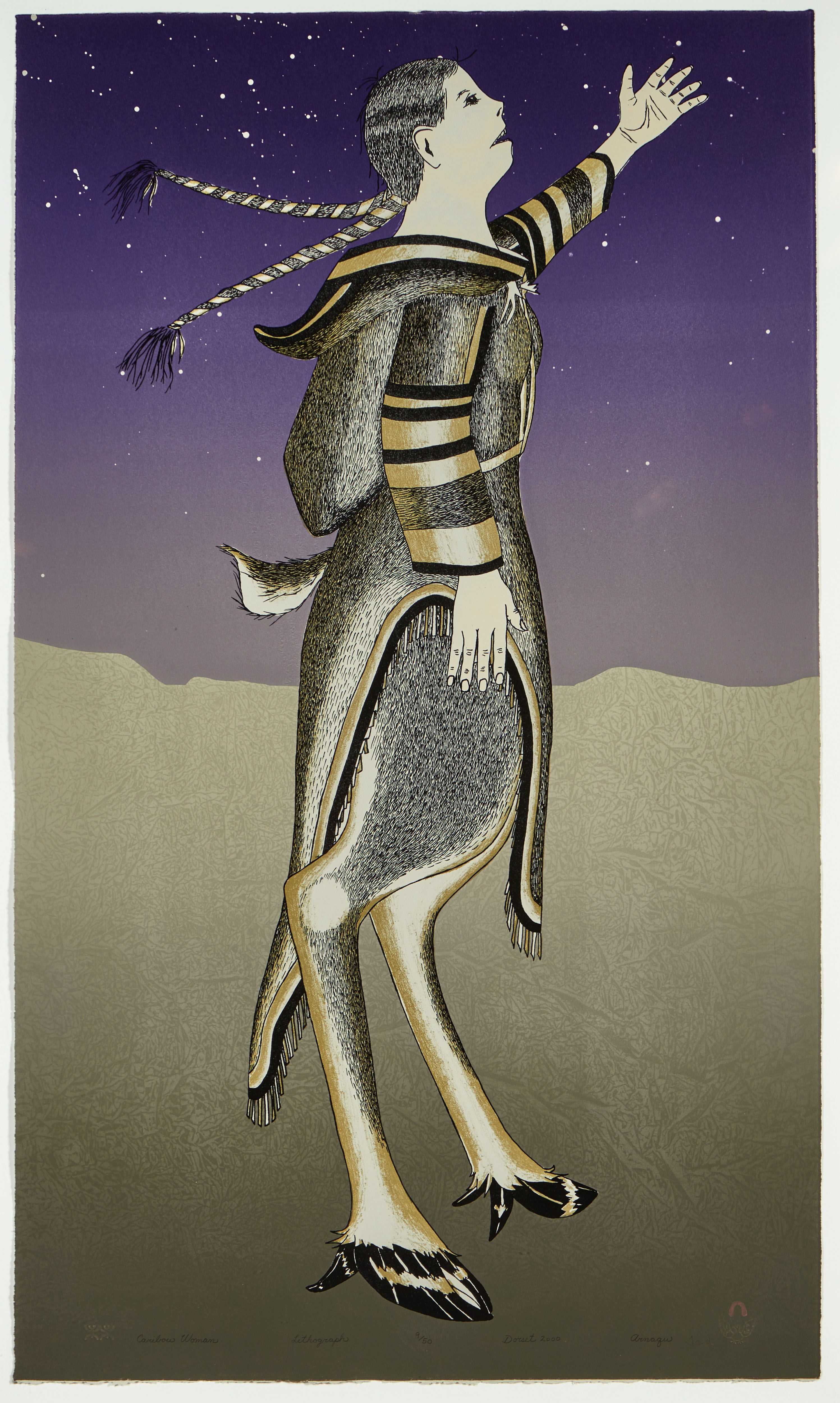 Caribou Woman, lithograph on paper, Arnaquq Ashevak