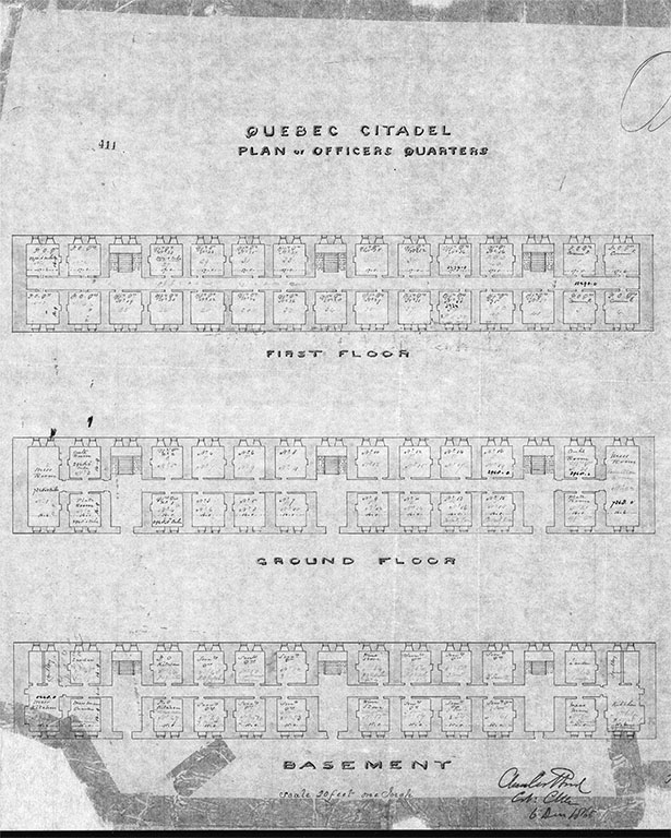Architectural Drawing of the Officers’ Quarters, 1865