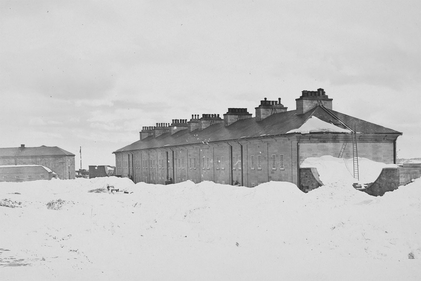Officer’s Barracks, Residence of the Governor General and the Prison, Citadelle of Québec in winter, circa 1875
