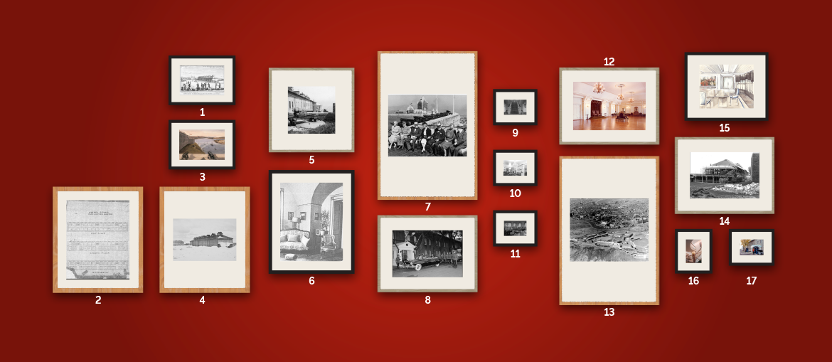 Wall of framed photos