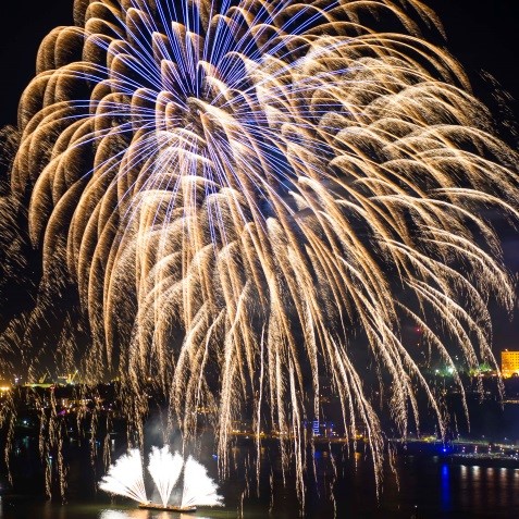 Blazing fireworks from the Governor General's residence at the Citadelle.