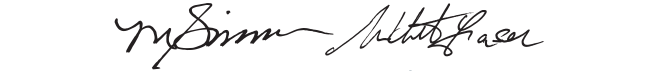 Signatures à la main de Mary Simon et Whit Fraser